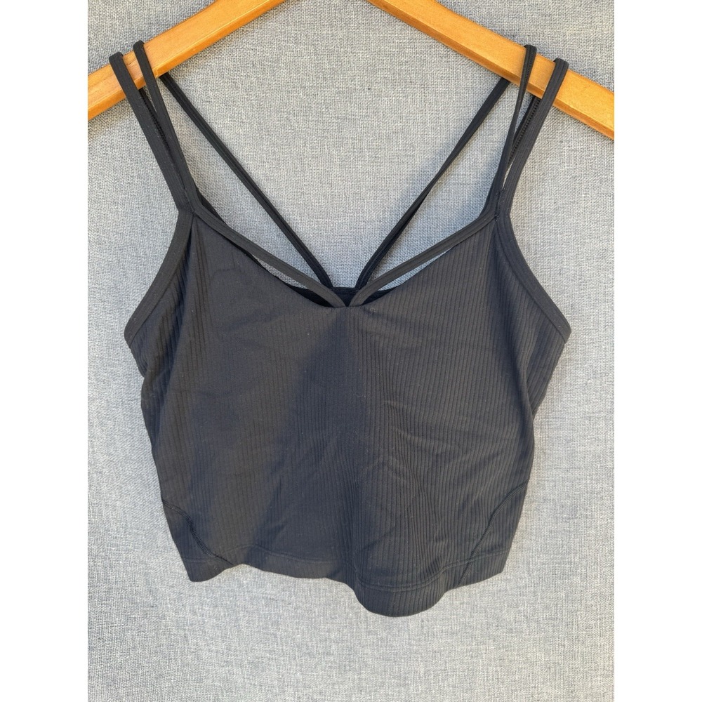Lululemon Sz 4 Align™ Strappy Ribbed Tank Top Black | Built-In Bra Athleisure